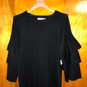 Time & True Ruffle Tiered Sleeve Sweater